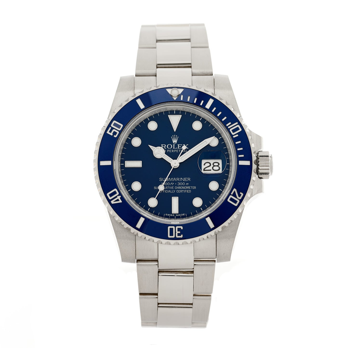 18K White Gold 40mm Oyster Perpetual Submariner Smurf Watch Royal Blue 116619LB