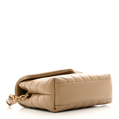 Saint Laurent Calfskin Y Quilted Monogram Toy Loulou Crossbody Bag Latte 4 of 13