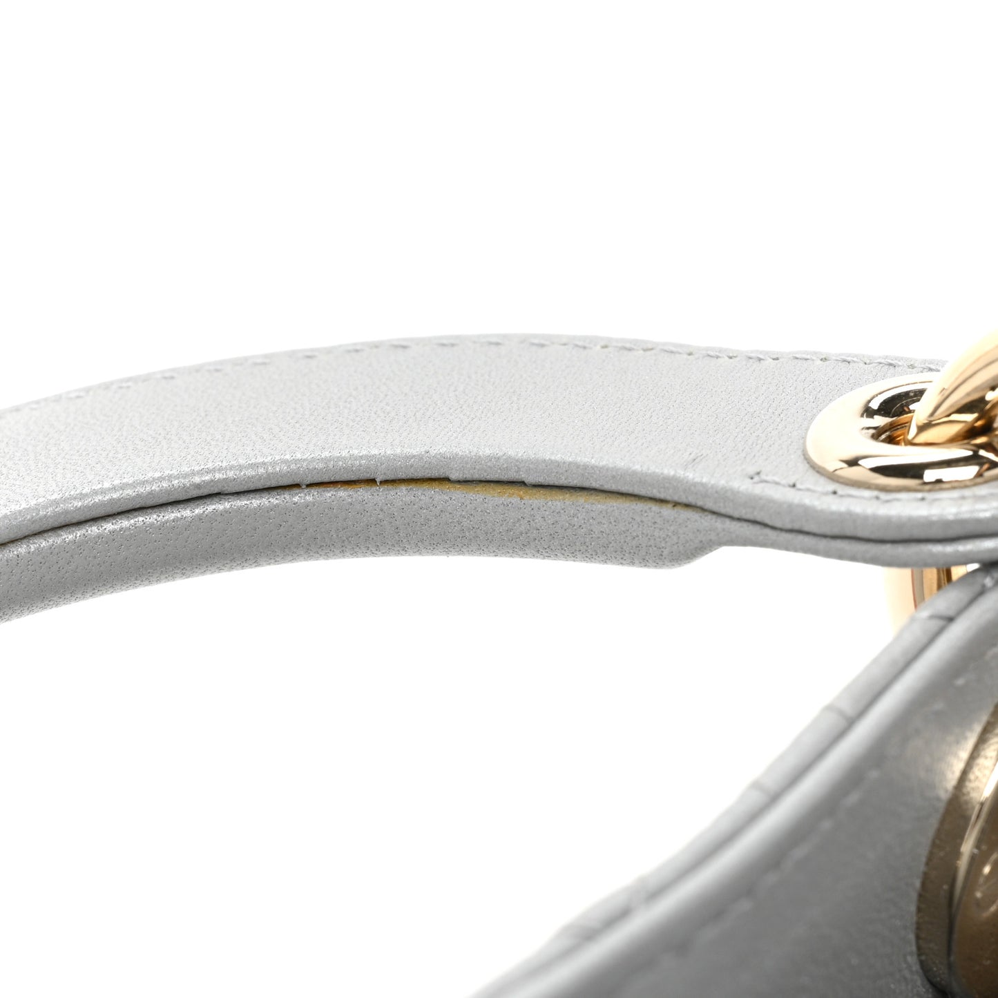 Metallic Lambskin Cannage Mini Lady Dior Grey