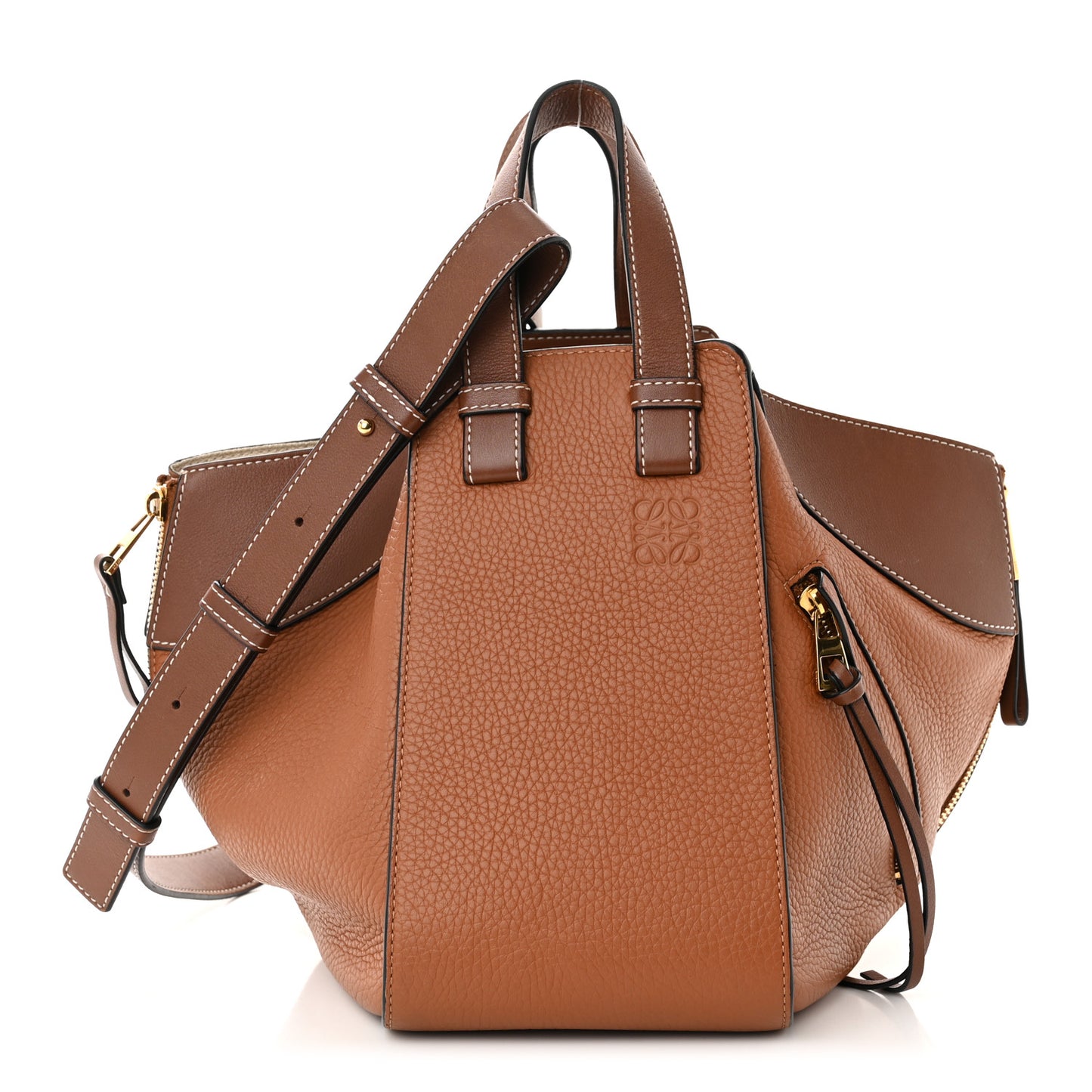 Grained Calfskin Small Hammock Shoulder Bag Tan