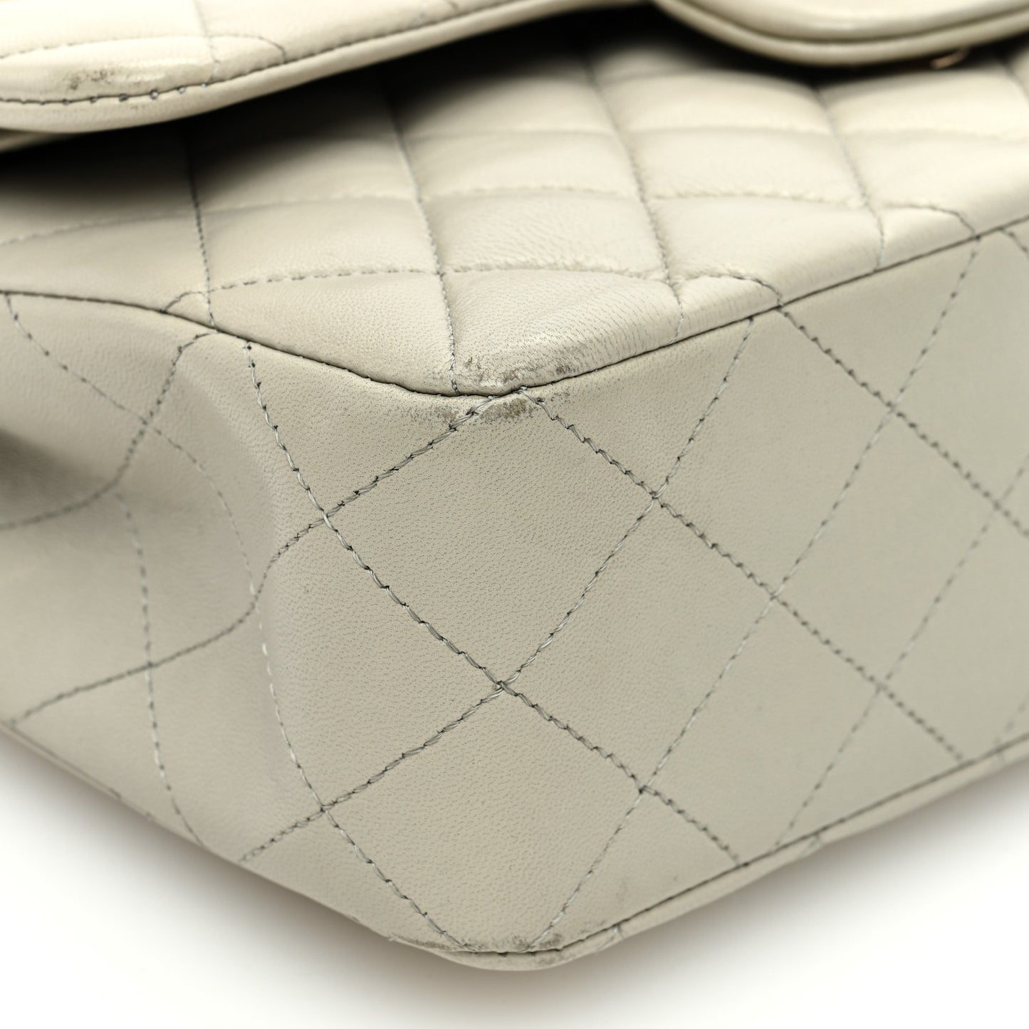 Lambskin Quilted Small Double Flap Grey