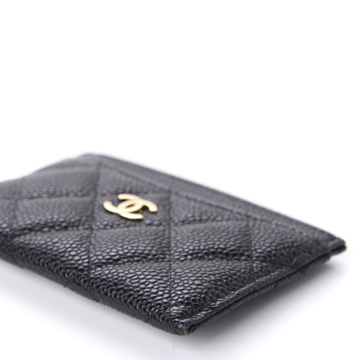 Caviar Quilted Card Holder Black
