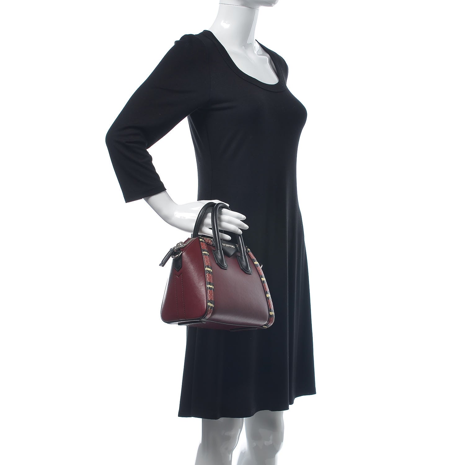 Givenchy Smooth Calfskin Ayers Mini Bi-Color Antigona Wine Black 2 of 8