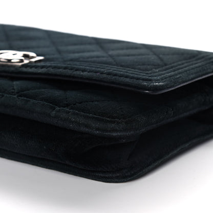 Chanel Velvet Quilted Boy Wallet On Chain WOC Black 11 of 14