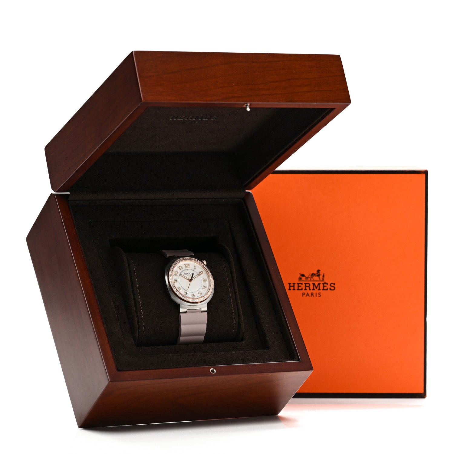 Hermes Stainless Steel 18K Rose Gold Diamond Bezel 36mm Cut Automatic Watch Glycine 5 of 5