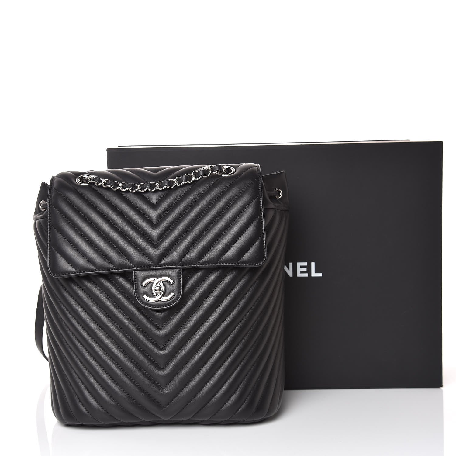 Chanel Calfskin Chevron Quilted Large Urban Spirit Backpack Black 10 of 10
