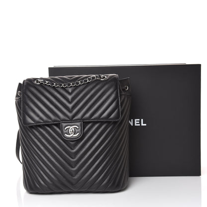 Chanel Calfskin Chevron Quilted Large Urban Spirit Backpack Black 10 of 10