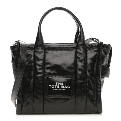 Marc Jacobs Shiny Crinkled Calfskin Small The Tote Bag Black 1 of 11