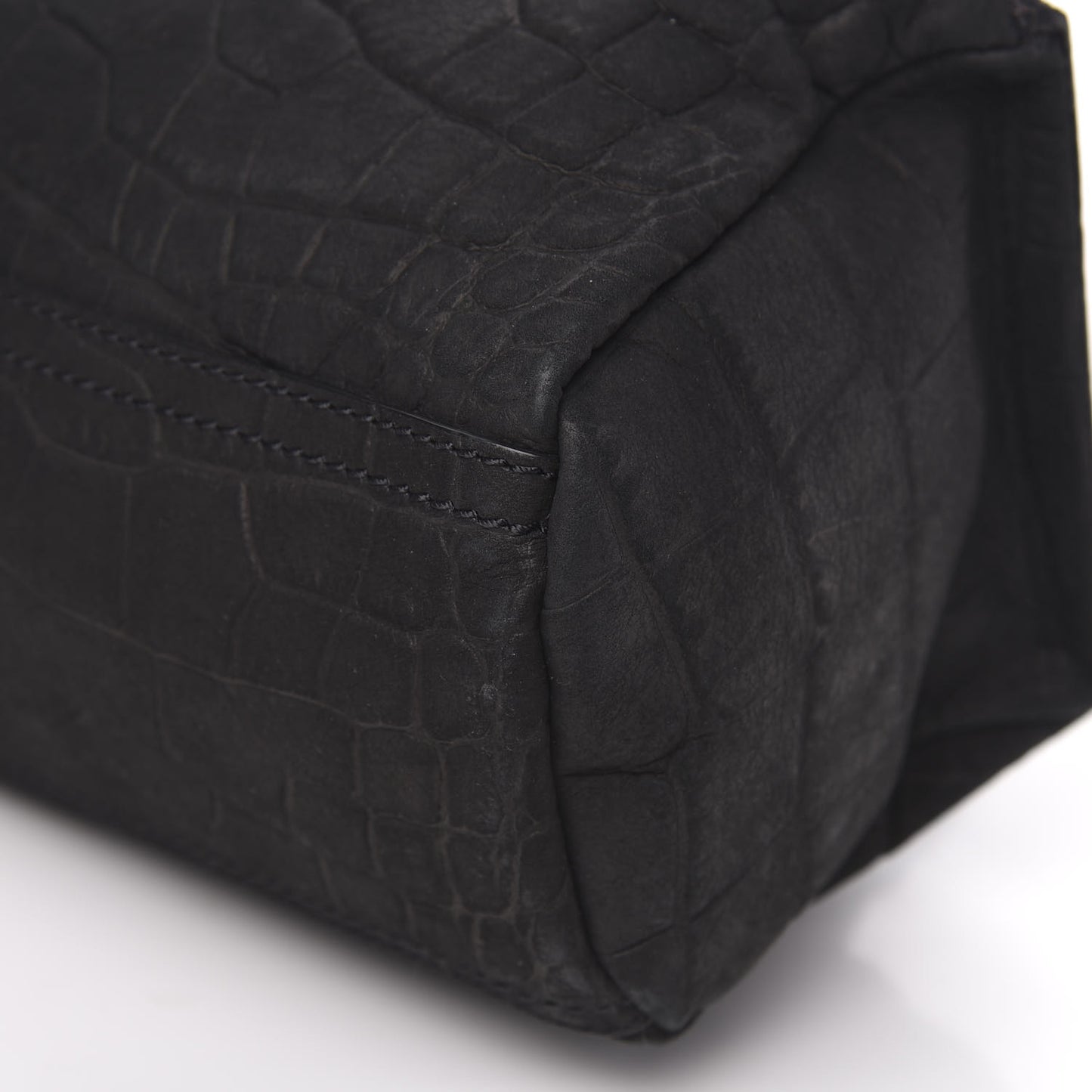 Calfskin Crocodile Embossed Mini Pandora Black