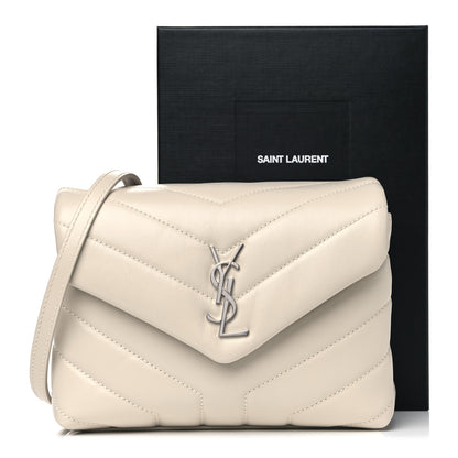 Saint Laurent Calfskin Y Quilted Monogram Toy Loulou Crossbody Bag Crema Soft 14 of 14