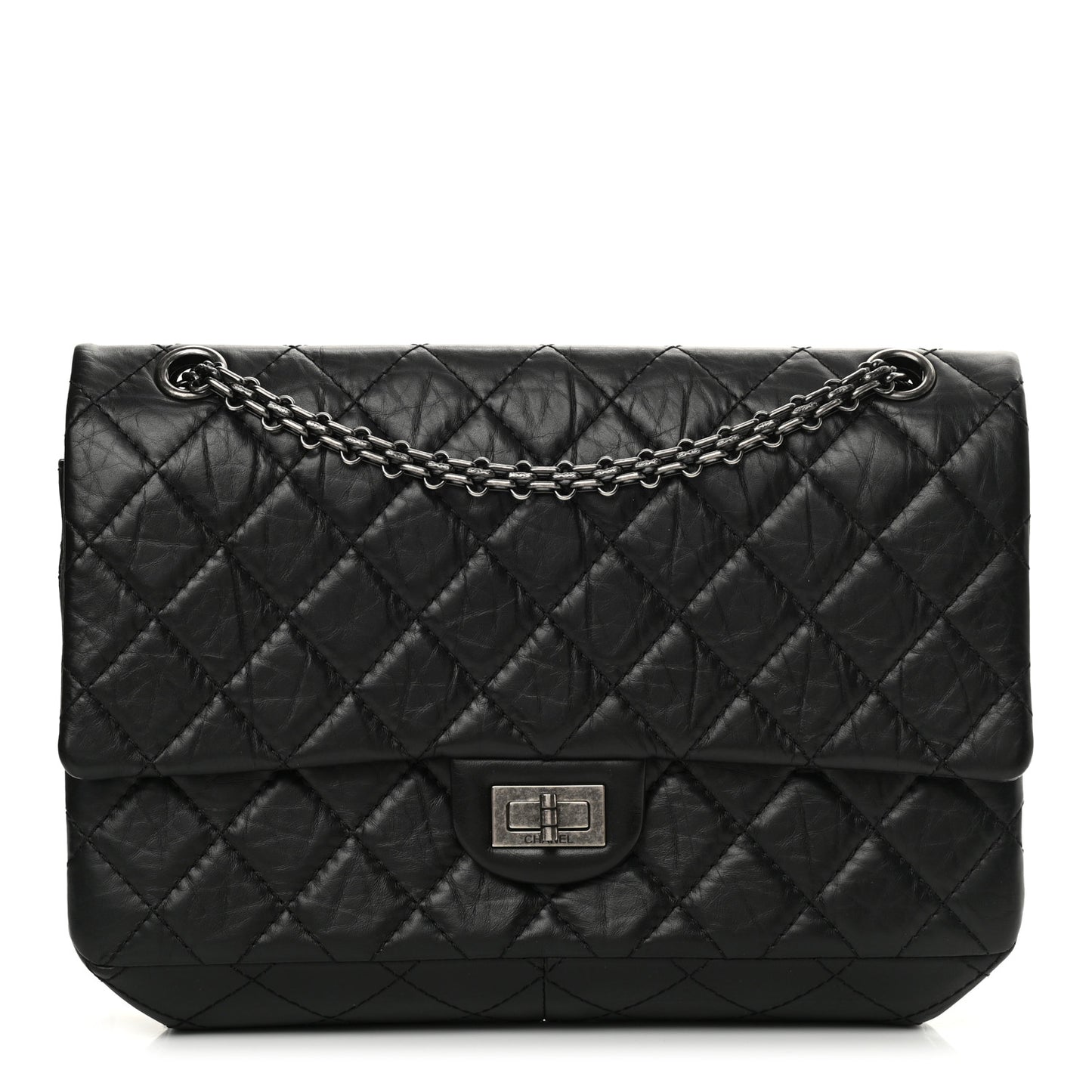 Aged Calfskin Quilted 2.55 Reissue 226 Flap Black