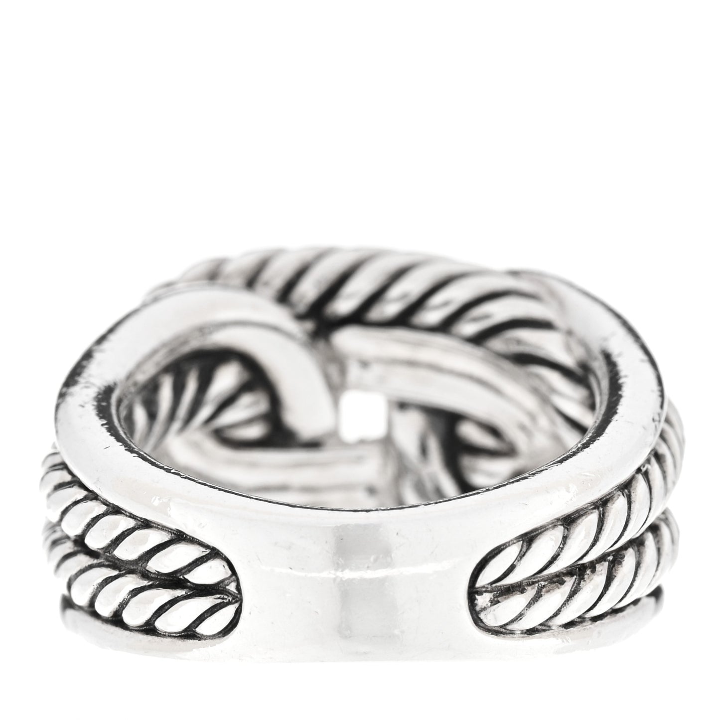 Sterling Silver Diamond Pave Double Loop Labyrinth Ring 52 6