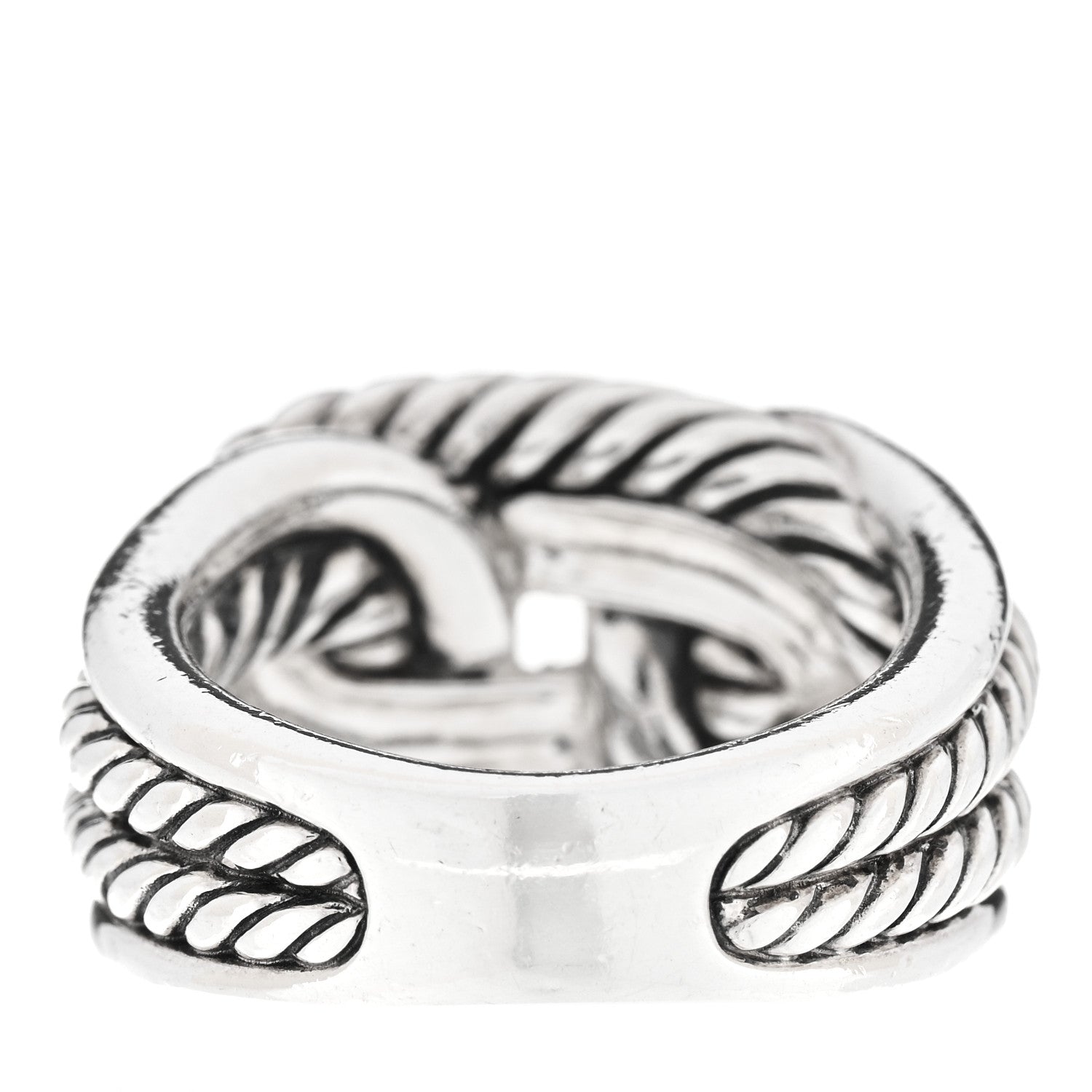 David Yurman Sterling Silver Diamond Pave Double Loop Labyrinth Ring 52 6 3 of 5
