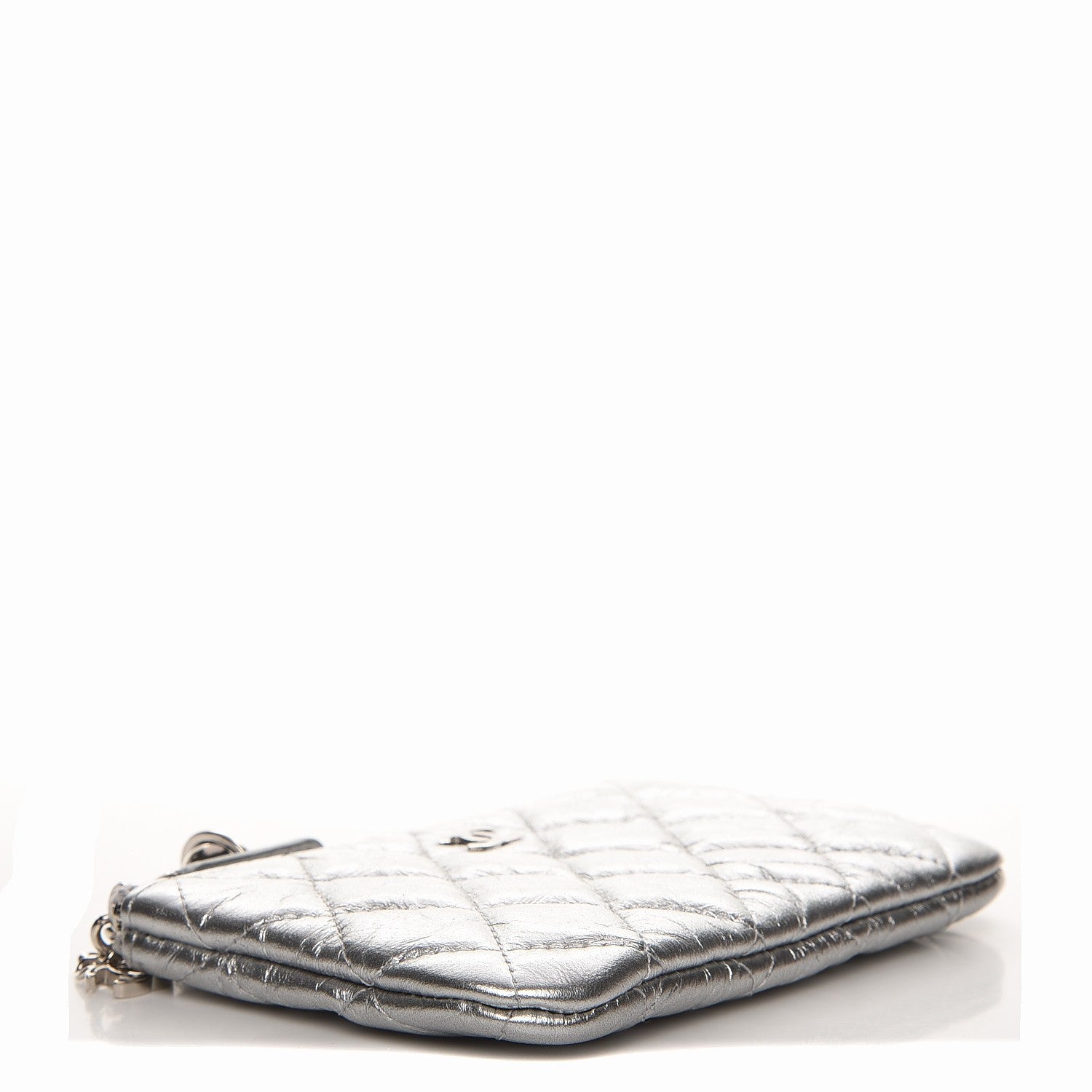 Chanel Metallic Calfskin Quilted Small Cosmo Cosmetic Case Silver 4 of 7