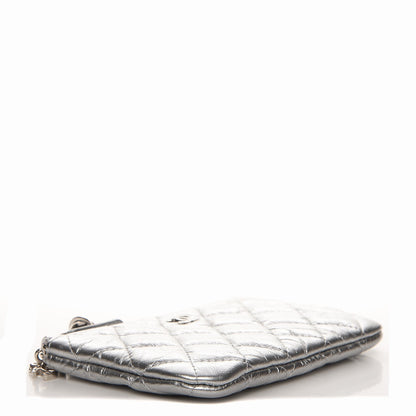 Chanel Metallic Calfskin Quilted Small Cosmo Cosmetic Case Silver 4 of 7