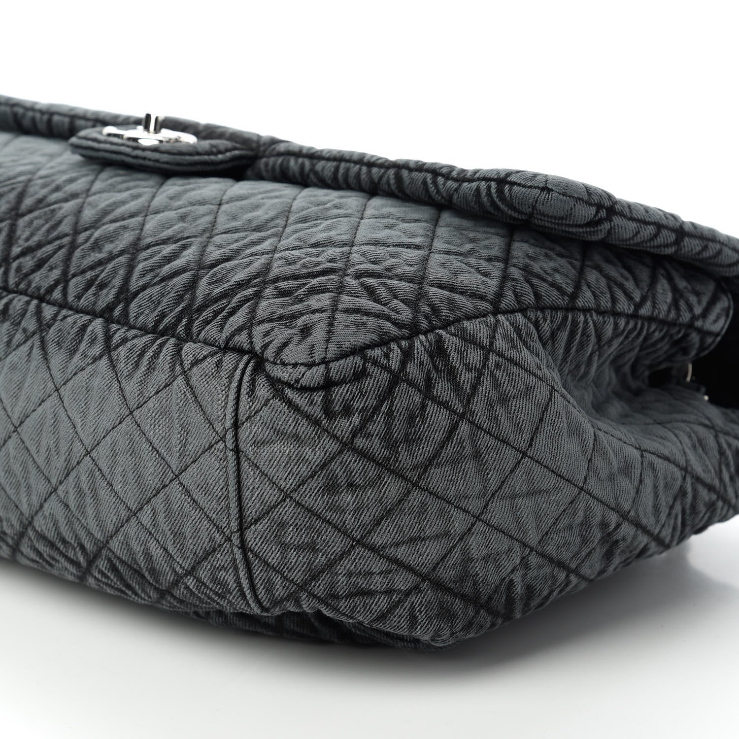 Chanel Denim Quilted Medium Denimpression XXL Flap Grey Black 8 of 11