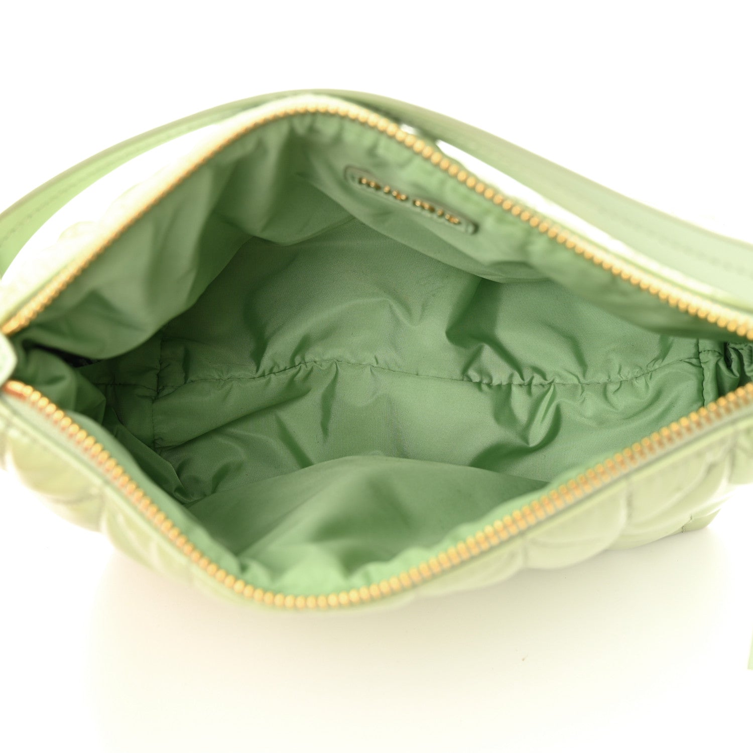 Miu Miu Patent Quilted Mini Spirit Ciré Bag Aqua 5 of 12