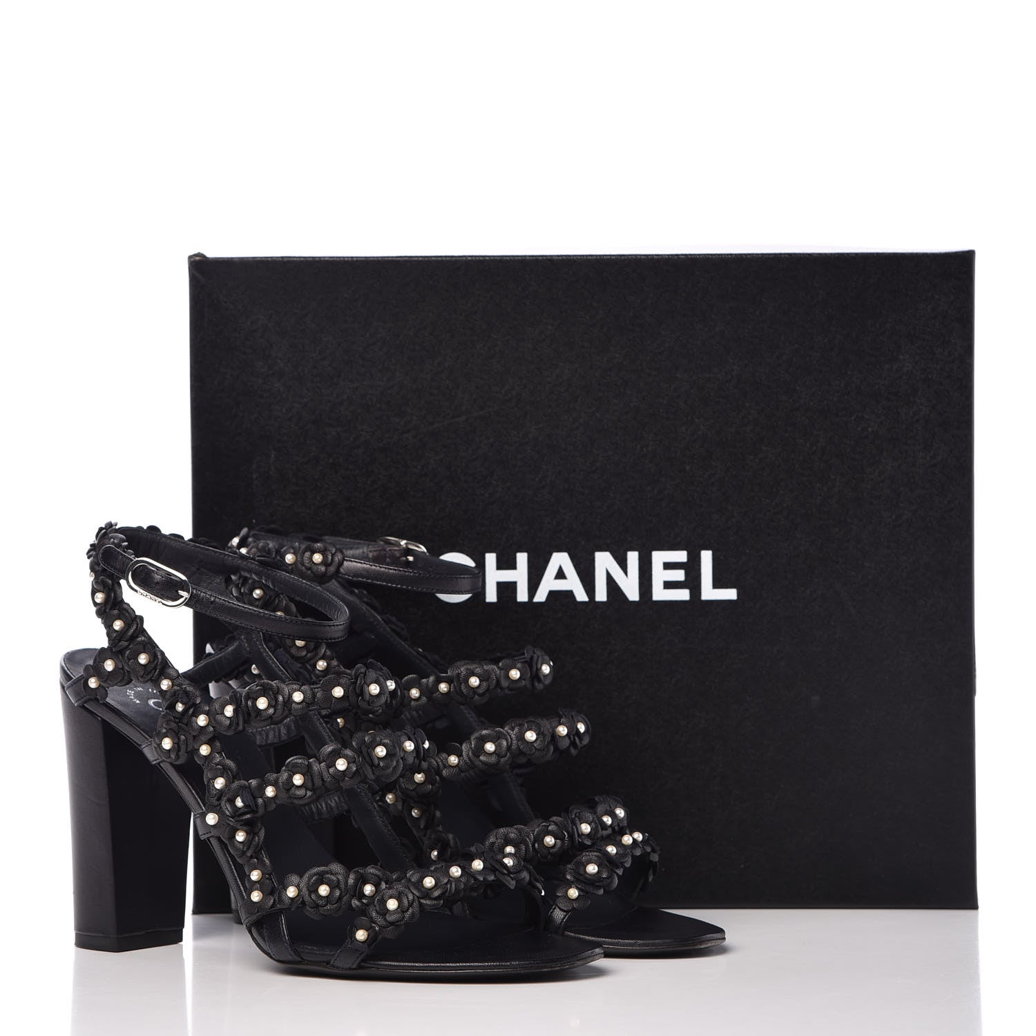 Chanel Lambskin Pearl Camellia Sandals 38.5 Dark Navy Blue 11 of 11