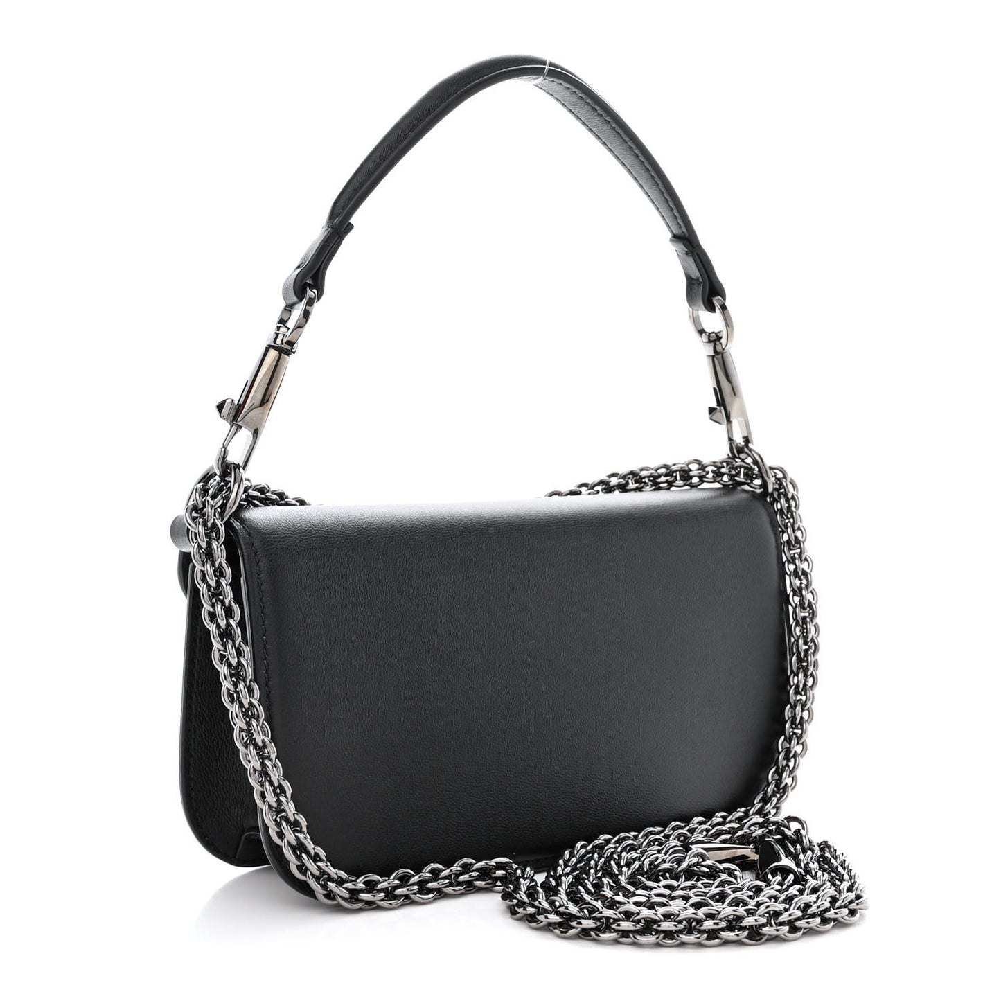 Calfskin Crystal Vlogo Small Loco Shoulder Bag Black