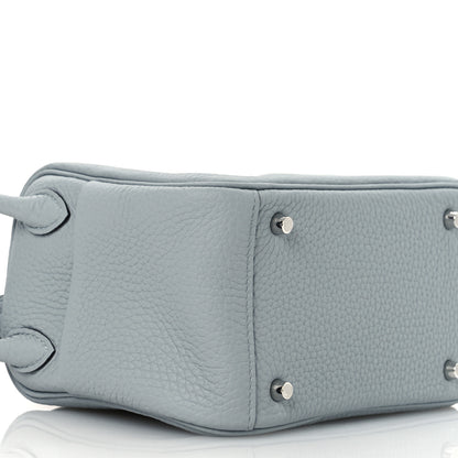 Hermes Taurillon Clemence Mini Lindy 20 Bleu Glacier 9 of 11