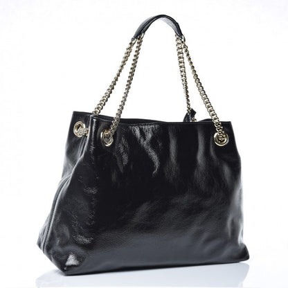 Gucci Patent Medium Soho Chain Shoulder Bag Black 3 of 7