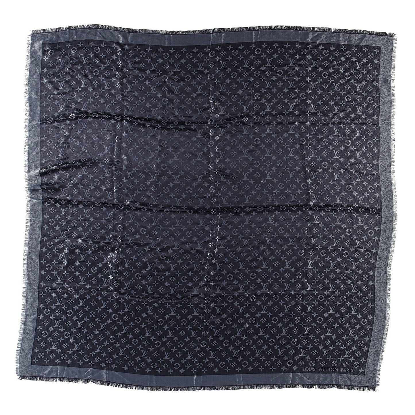 Silk Lurex Wool Monogram Shine Shawl Black