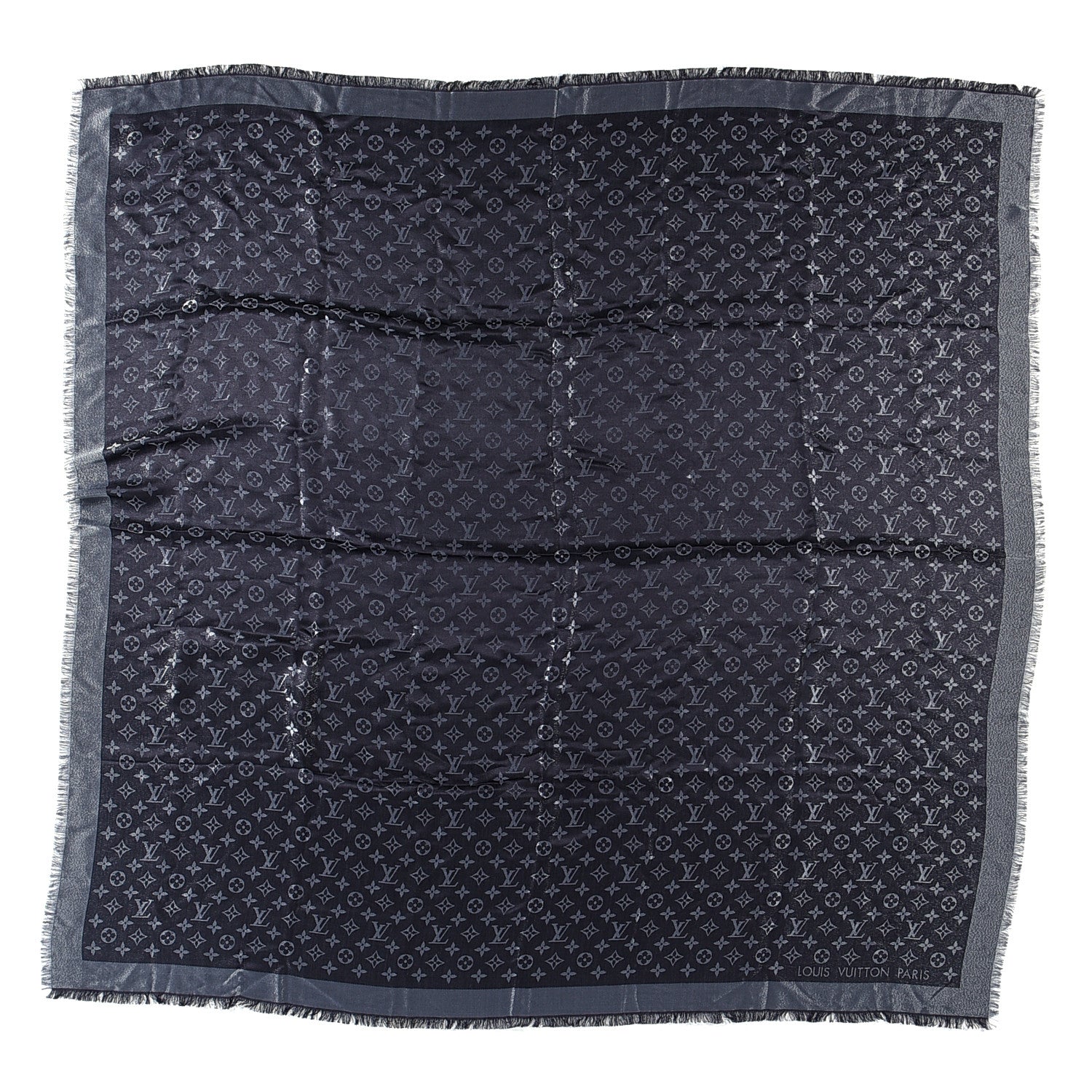 Louis Vuitton Silk Lurex Wool Monogram Shine Shawl Black 1 of 3