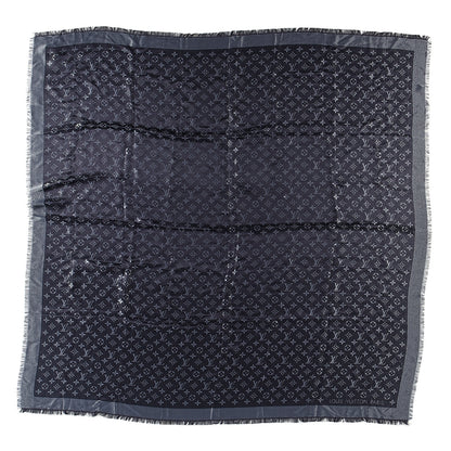 Louis Vuitton Silk Lurex Wool Monogram Shine Shawl Black 1 of 3