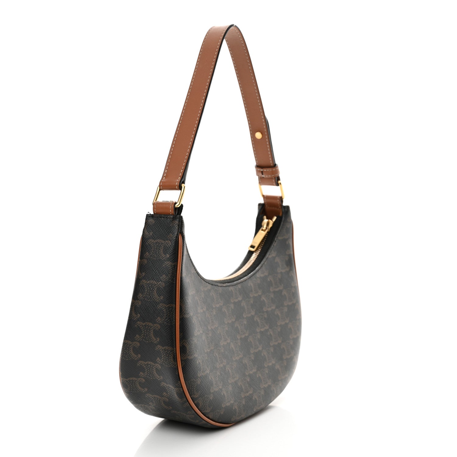 Celine Triomphe Canvas Calfskin Ava Shoulder Bag Tan 3 of 10