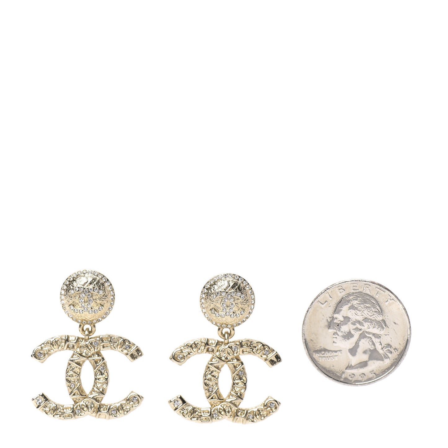 Crystal CC Drop Earrings Gold