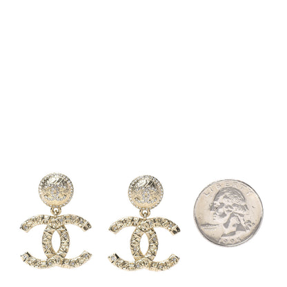 Chanel Crystal CC Drop Earrings Gold 2 of 5