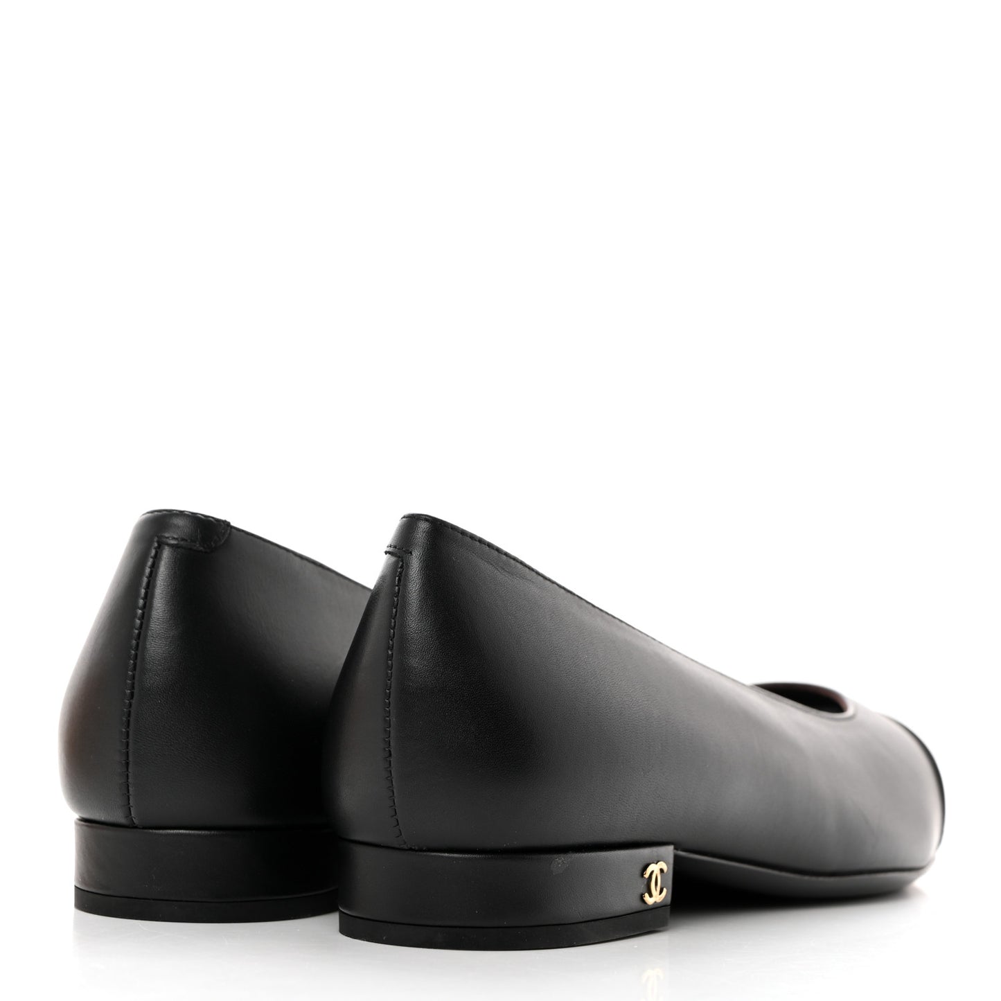 Lambskin Cap Toe Ballerina Flats 36.5 Black