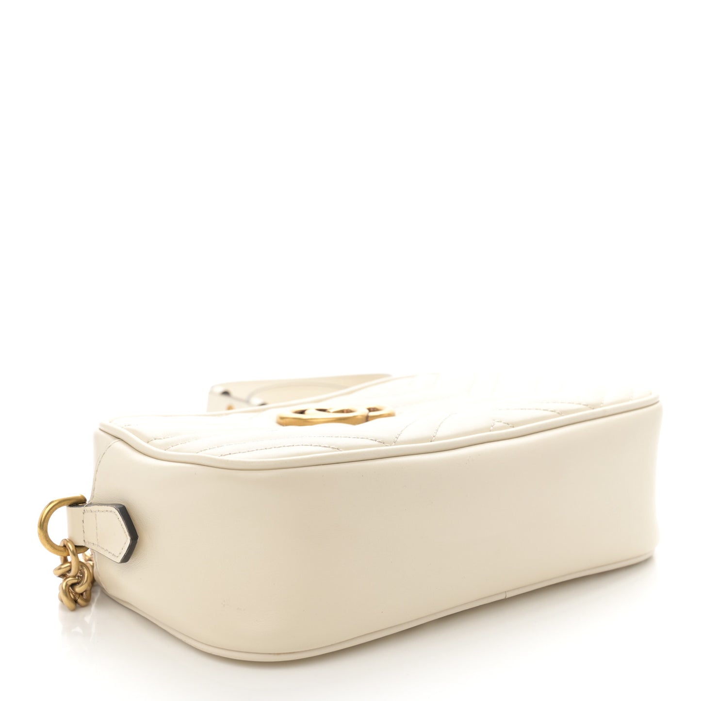Calfskin Matelasse Small GG Marmont Chain Shoulder Bag White