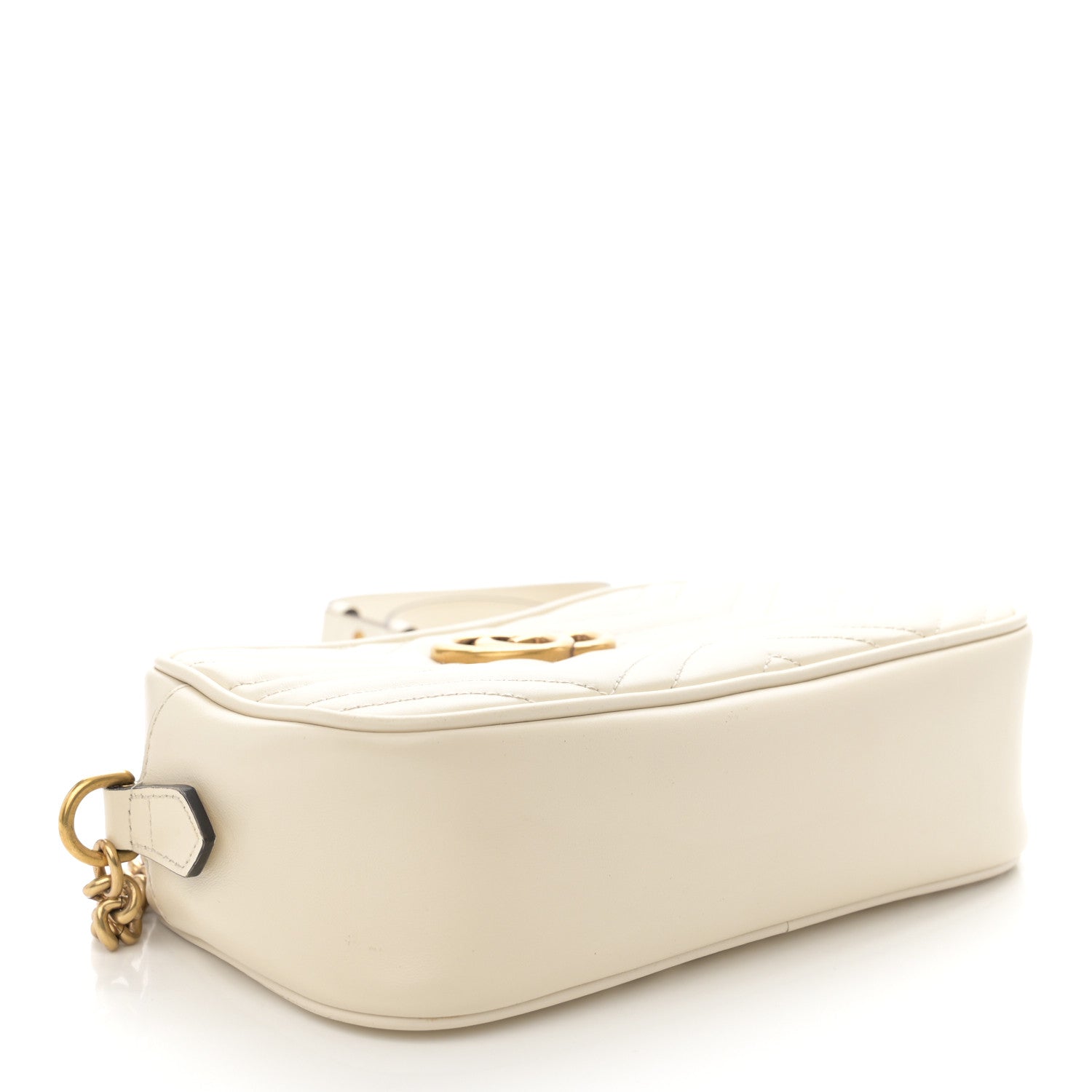 Gucci Calfskin Matelasse Small GG Marmont Chain Shoulder Bag White 4 of 11