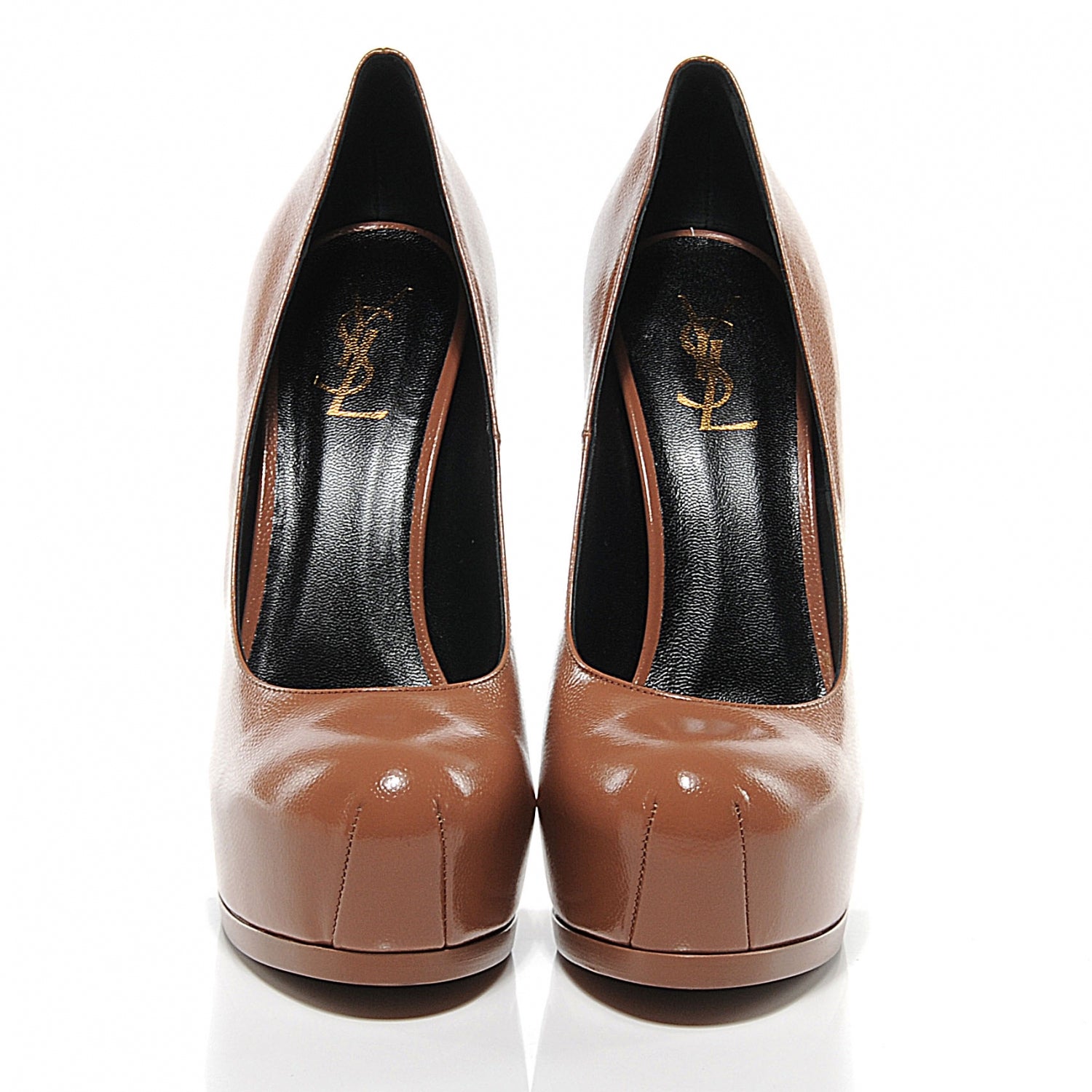 Saint Laurent Pebbled Leather Tribute Two Platform Pumps 40 Dark Tan 2 of 5