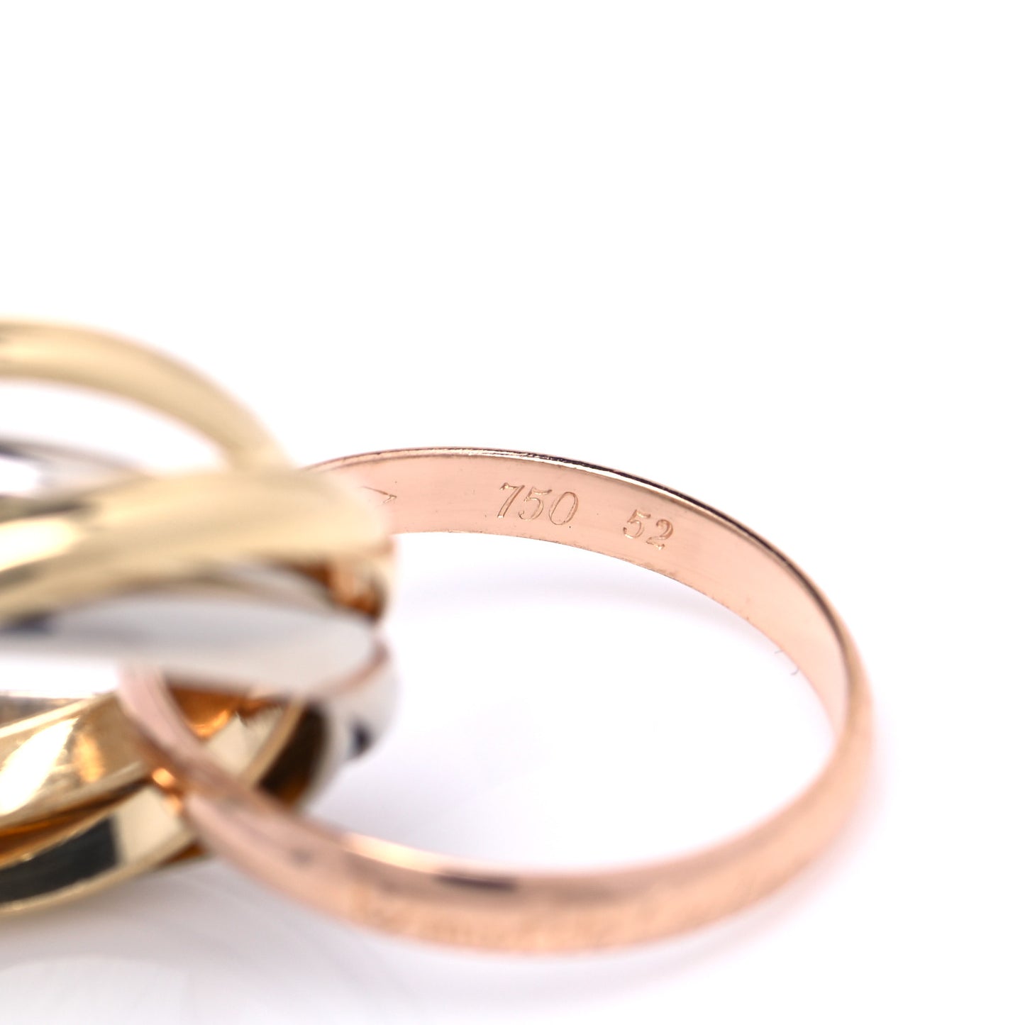 18K Pink Yellow White Gold Five Band Les Must De Cartier Trinity Ring 52 6