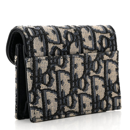 Christian Dior Oblique Saddle Card Holder Blue 3 of 8