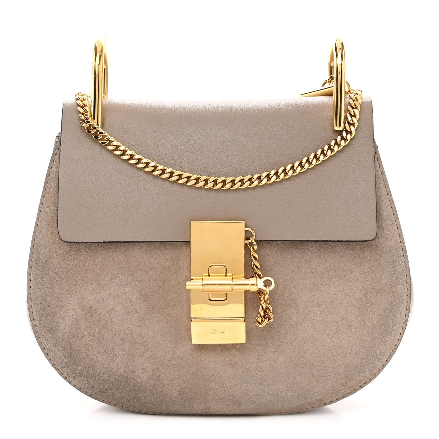 Suede Smooth Calfskin Mini Drew Shoulder Bag Motty Grey