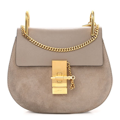 Chloe Suede Smooth Calfskin Mini Drew Shoulder Bag Motty Grey 1 of 9