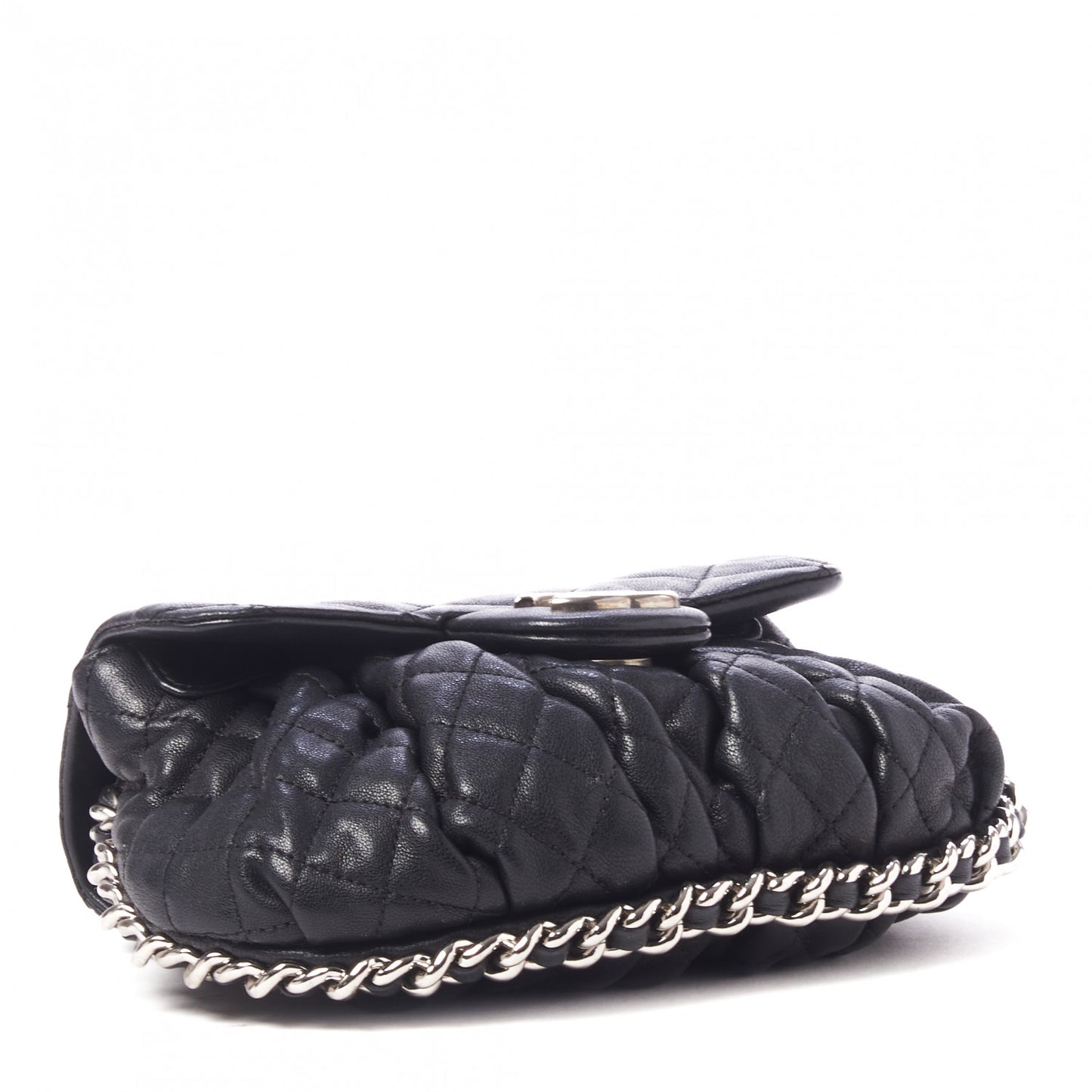 Washed Lambskin Quilted Mini Chain Around Messenger Black