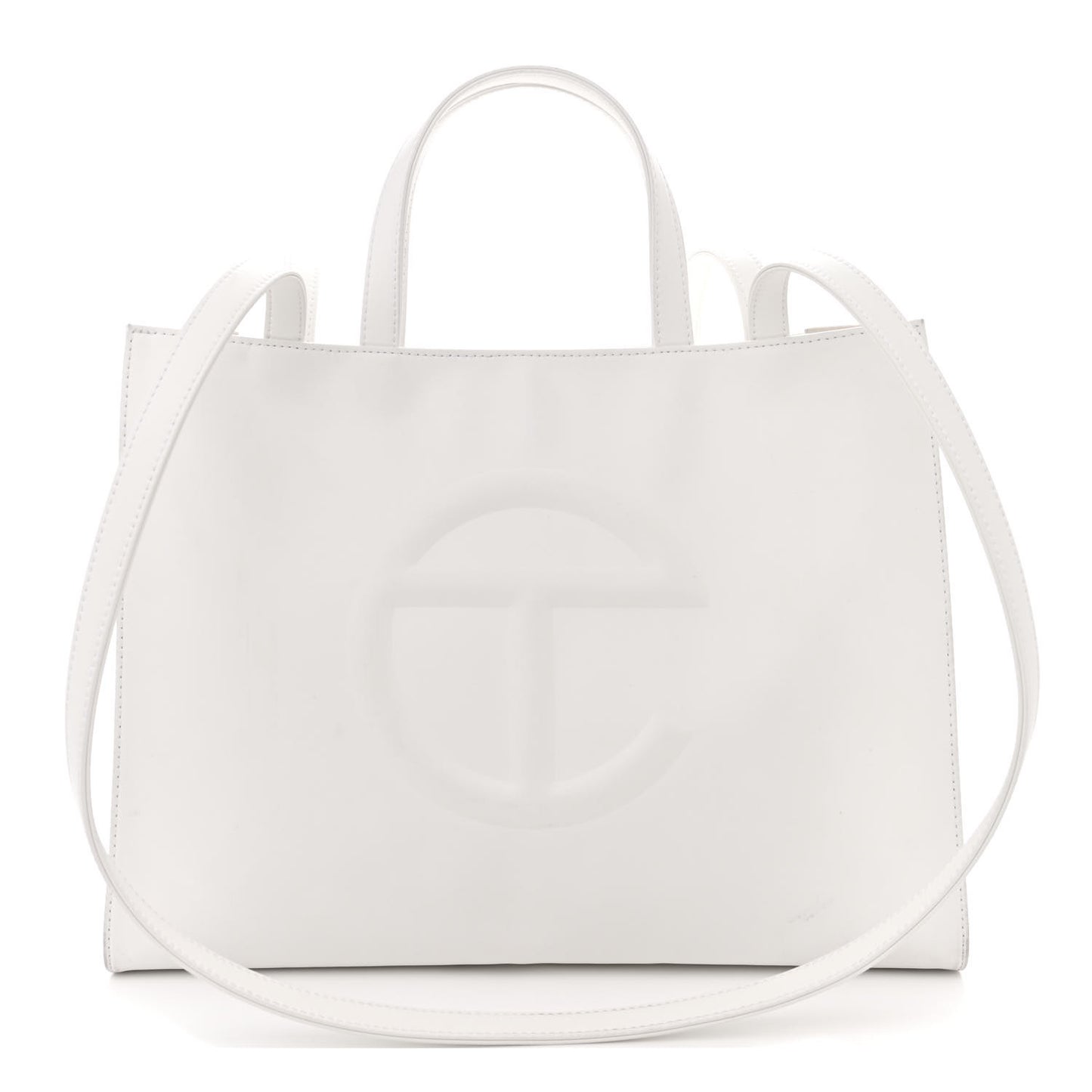 Vegan Leather Medium Shopping Bag White