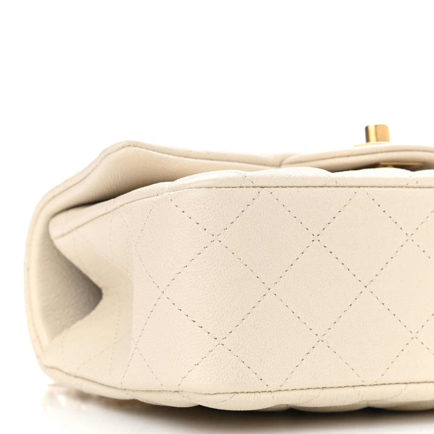 Caviar Quilted Mini Top Handle Rectangular Flap Beige