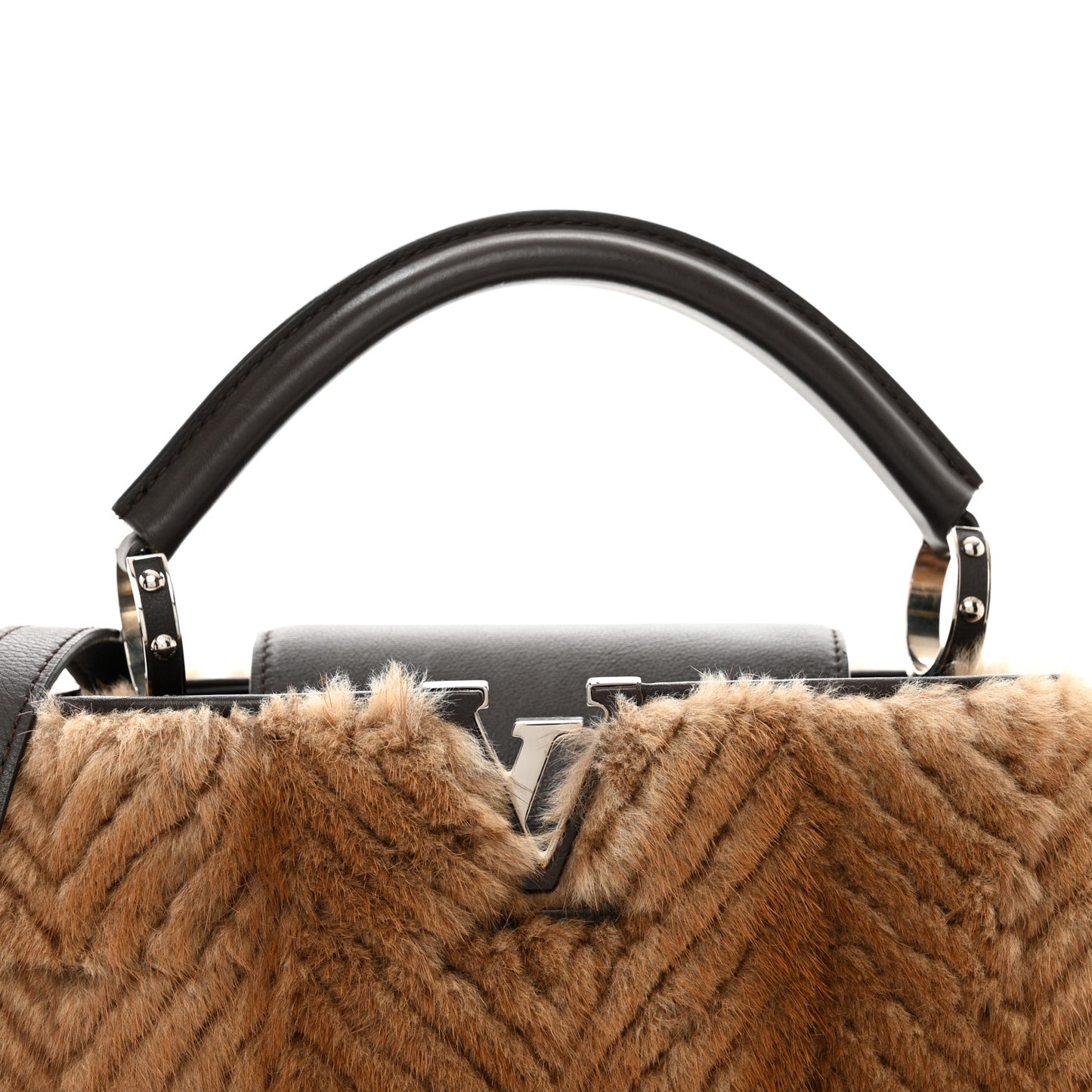 Mink Fur Capucines MM Dark Brown