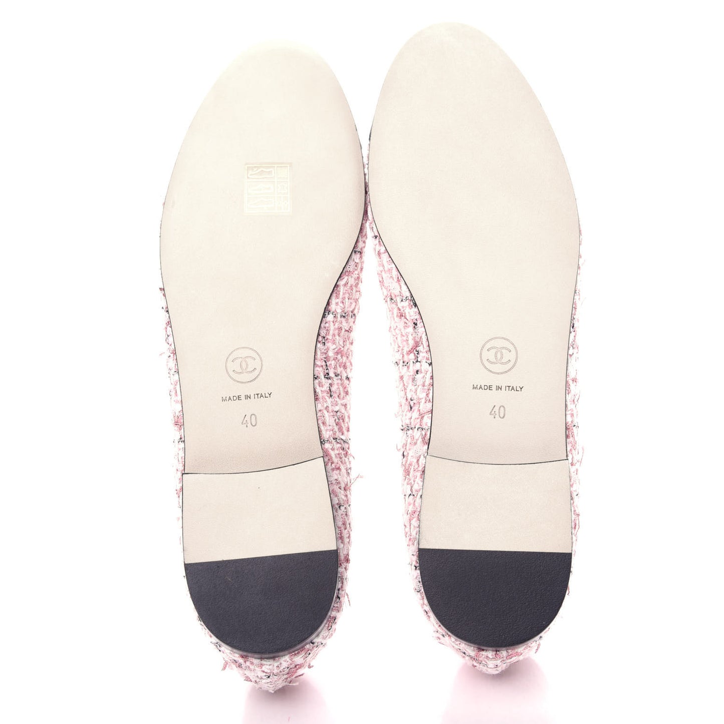 Tweed Cap Toe Ballerina Flats 40 Pink Black