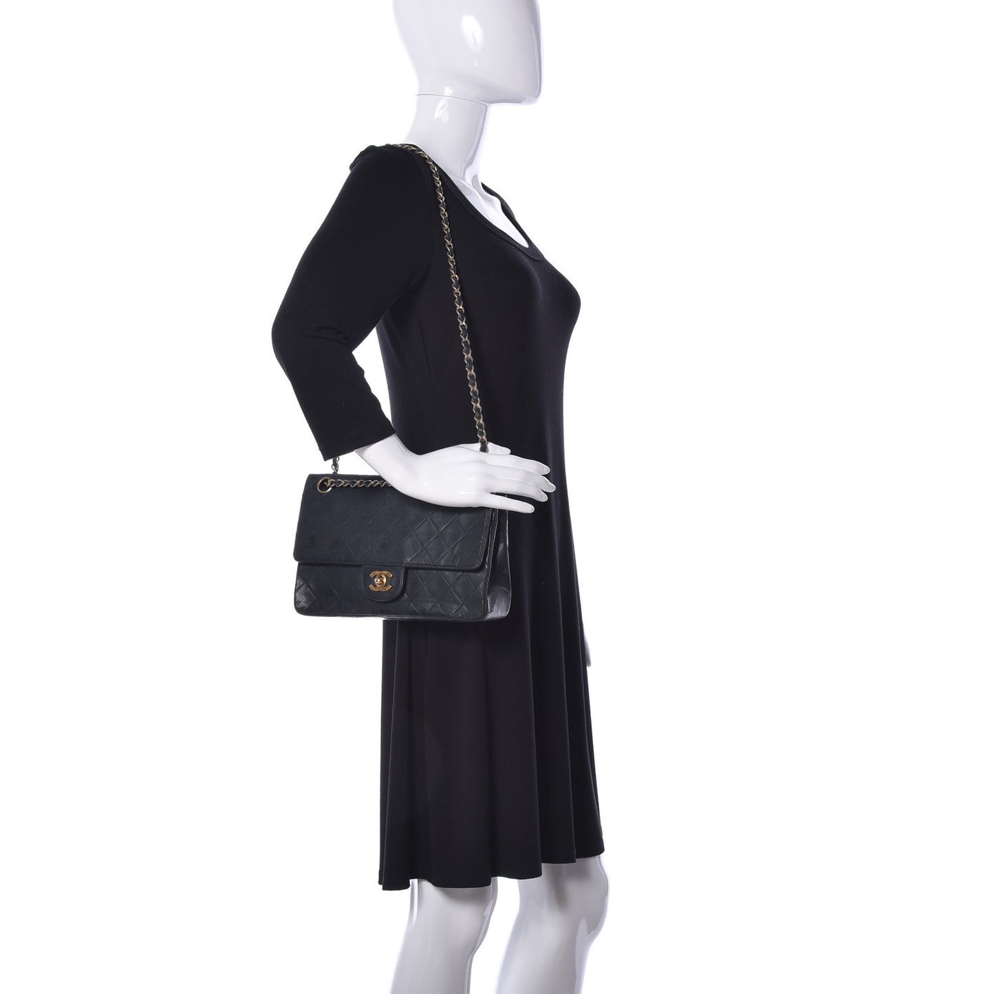 Lambskin Quilted Small Double Flap Black