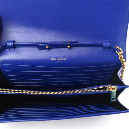 Saint Laurent Patent Calfskin Monogram Kate Wallet On Chain Royal Blue 5 of 11