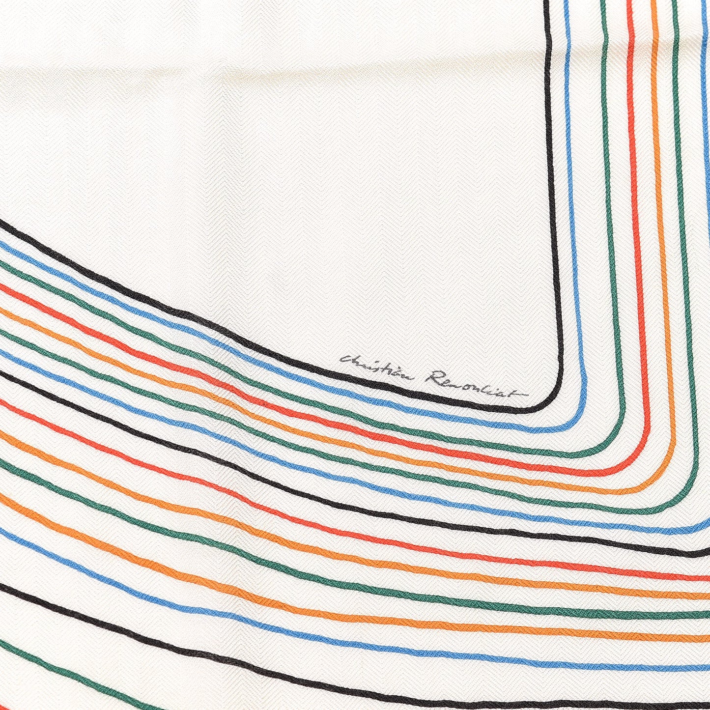 Cashmere Silk Pegase Paysage Shawl 140 Blanc Rouge Multicolor