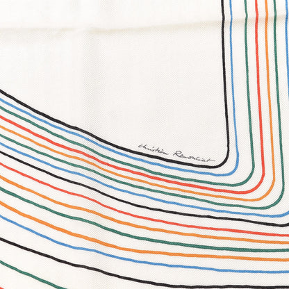Hermes Cashmere Silk Pegase Paysage Shawl 140 Blanc Rouge Multicolor 5 of 8