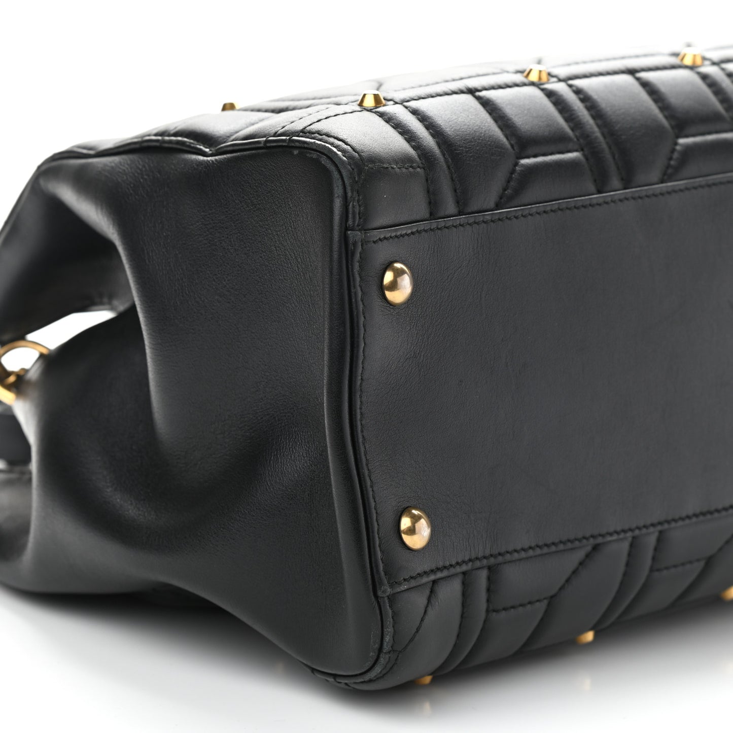 Calfskin Matelasse Studded Medium GG Marmont Tote Black
