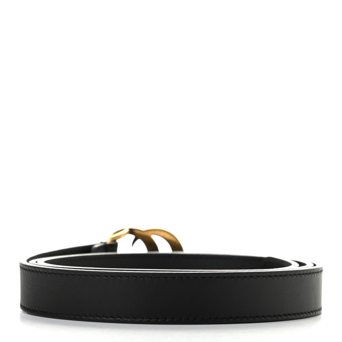 Calfskin Pearl Double G 20mm Belt 90 36 Black Cream